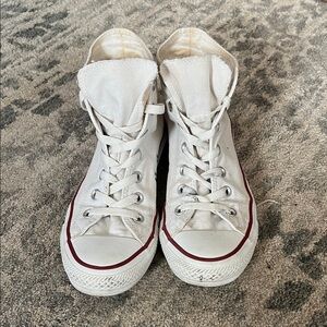 Converse Chuck Taylor All Star White High-Top Canvas Sneakers with Red Trim